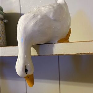 Vintage 1980s Ceramic Goose Shelf Sitter Figurine